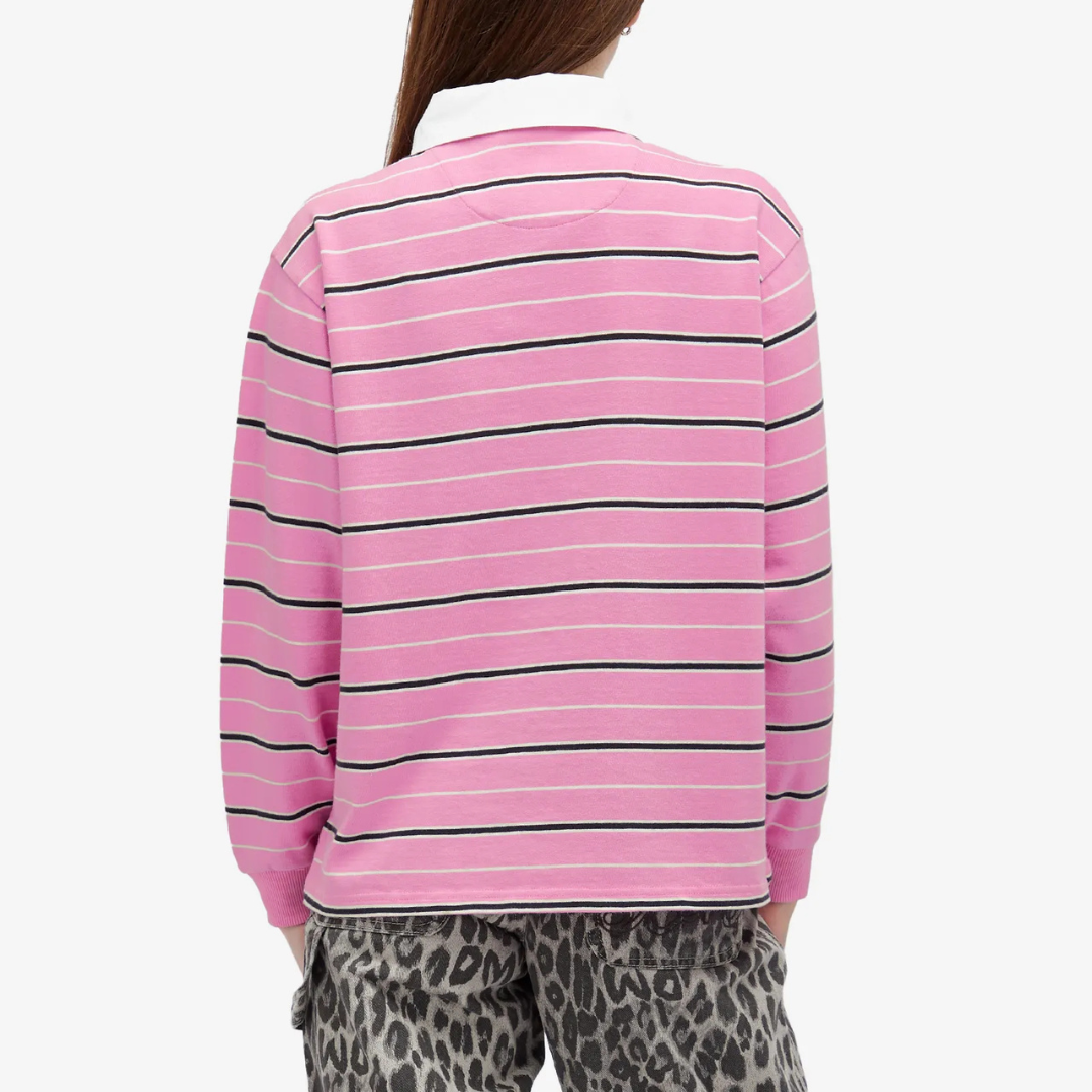 Damson Madder REMIE RUGBY SHIRT in PINK STRIPE