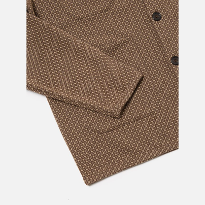 Universal Works Cardigan in Brown Argyll Jersey