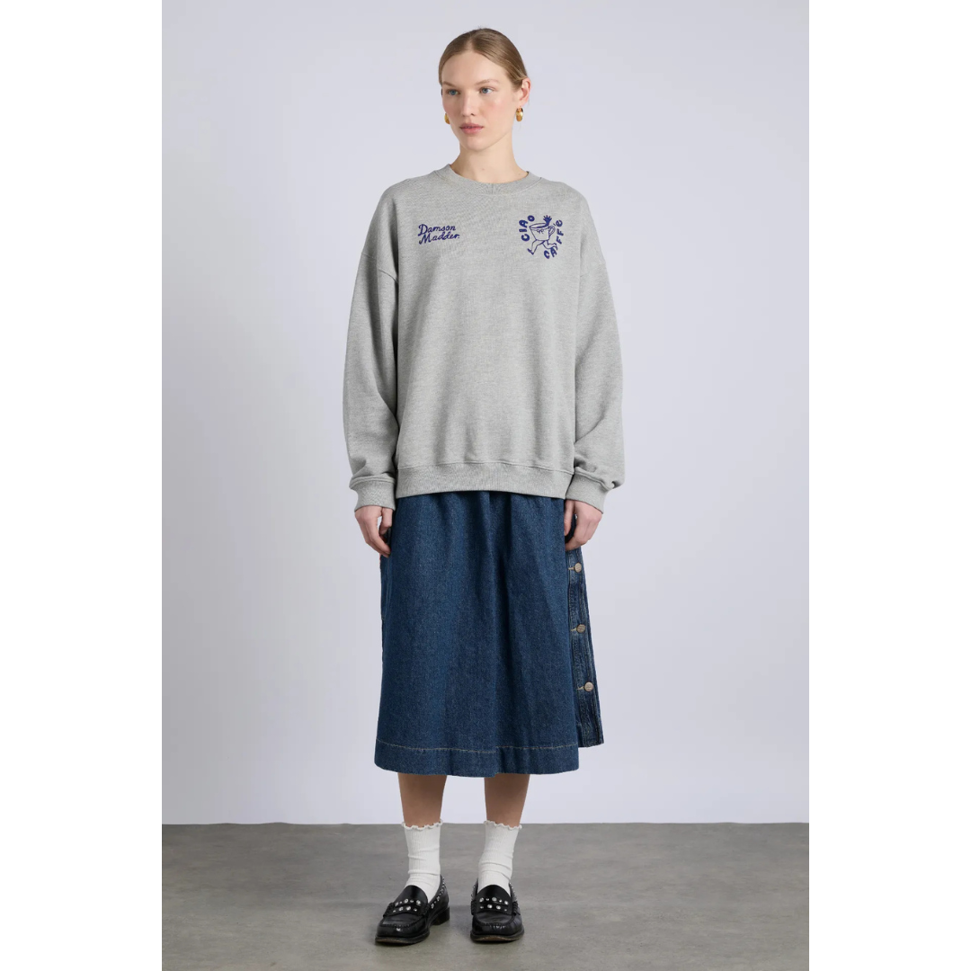 Damson Madder CIAO CAFE SWEARSHIRT in GREY MARL