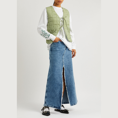 Damson Madder ARTE TIE GILET in GREEN GINGHAM