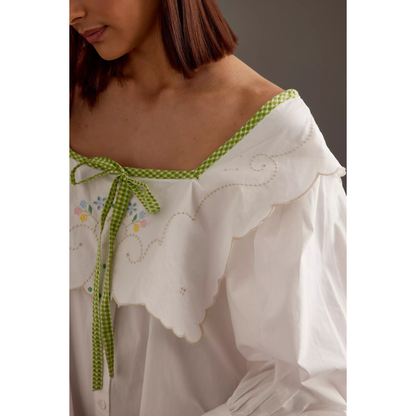 Damson Madder MALA MINI DRESS in ECRU EMBROIDERY