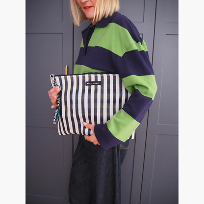 Black/White Stripe Large Pouch