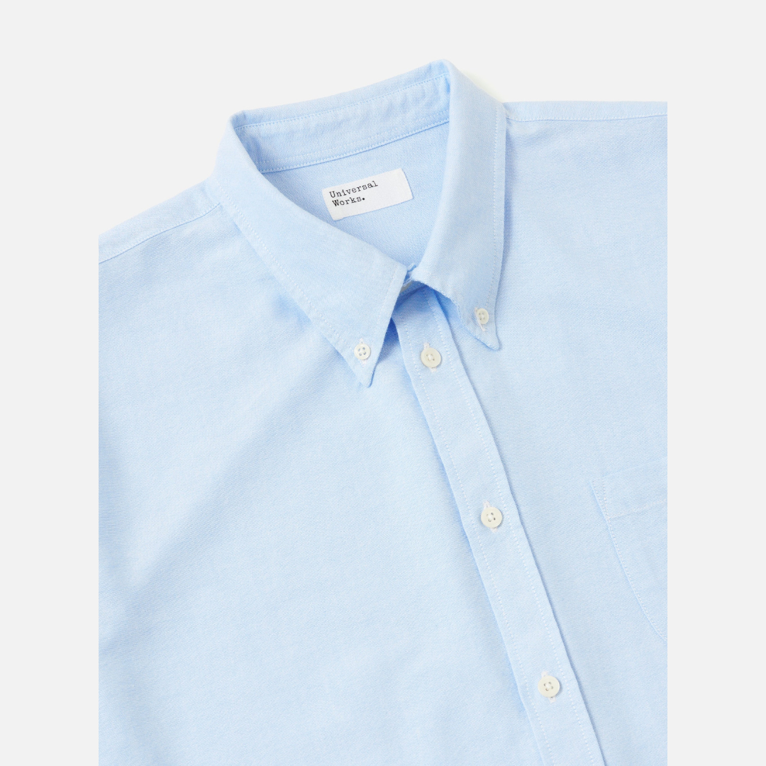 Universal Works Daybrook Shirt in Blue Organic Oxford