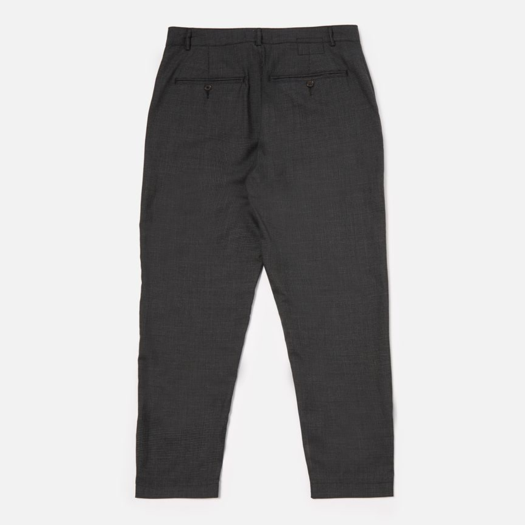 Universal Works Military Chino in Black Mini Check