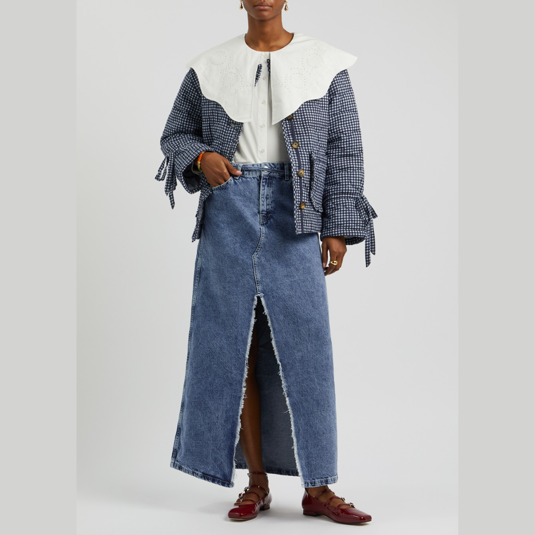 Damson Madder DALTON QUILTED JACKET in MIXED BLUE