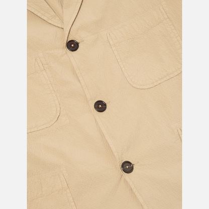 Universal Works Bakers Jacket in Sand Seersucker II