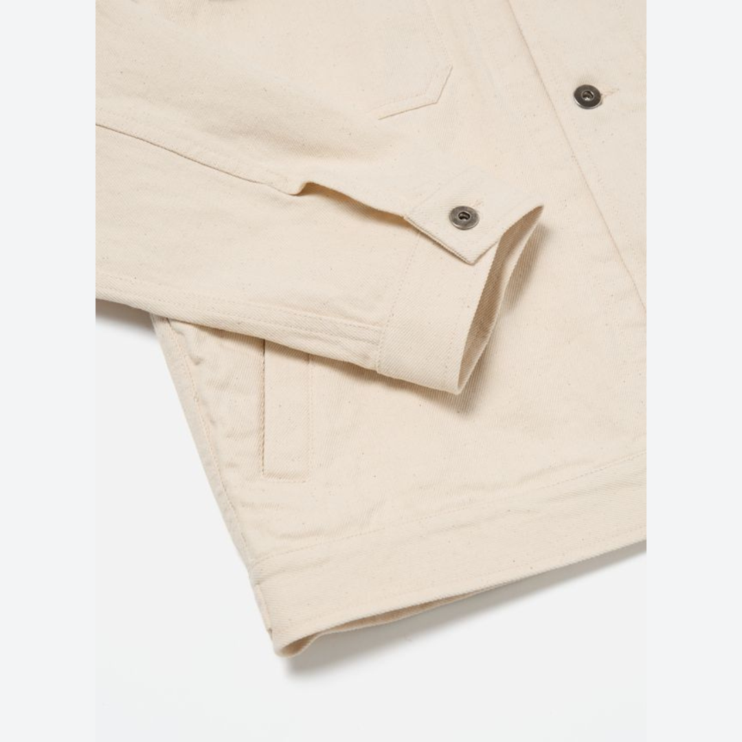 Universal Works Trucker Jacket in Ecru Recycled Cotton
