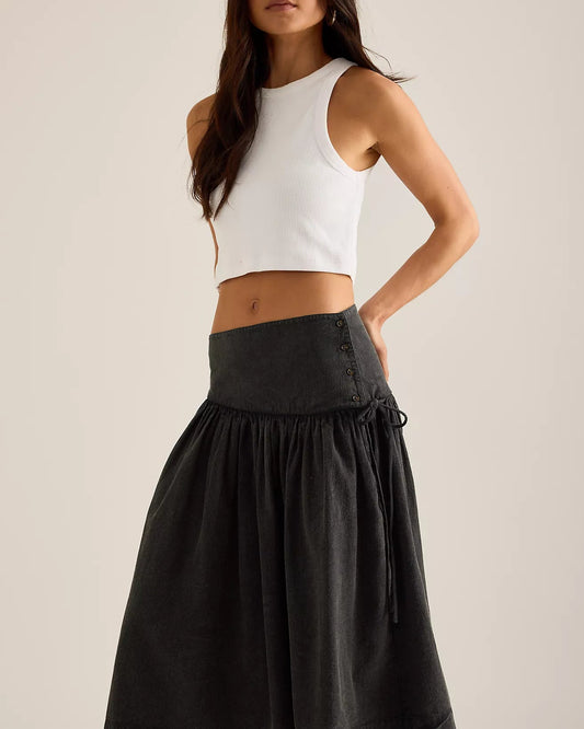 Fia Volume Knee Length Skirt - Carbon