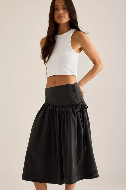 Fia Volume Knee Length Skirt - Carbon