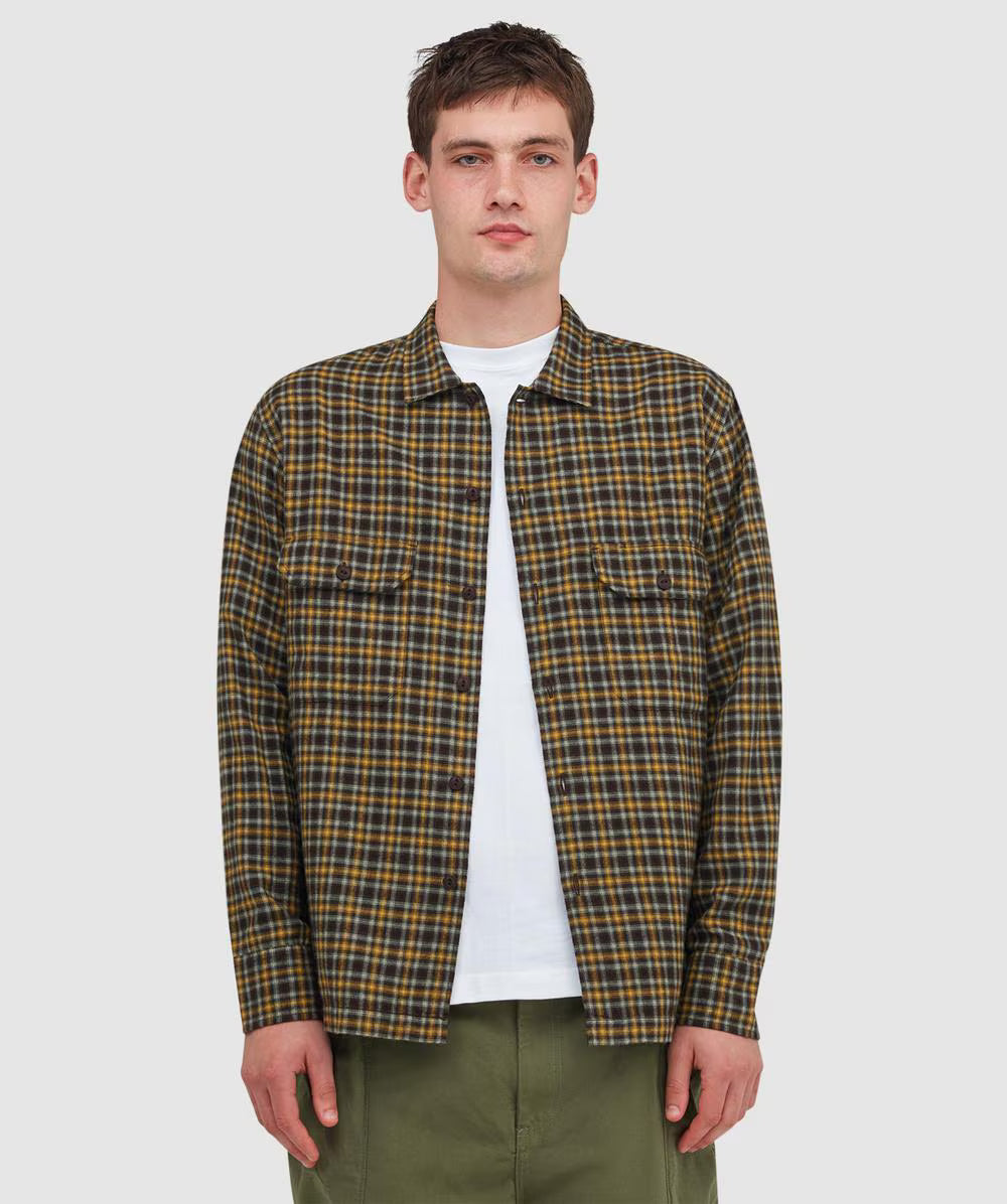 Universal Works Utility Shirt Bang Check Brown
