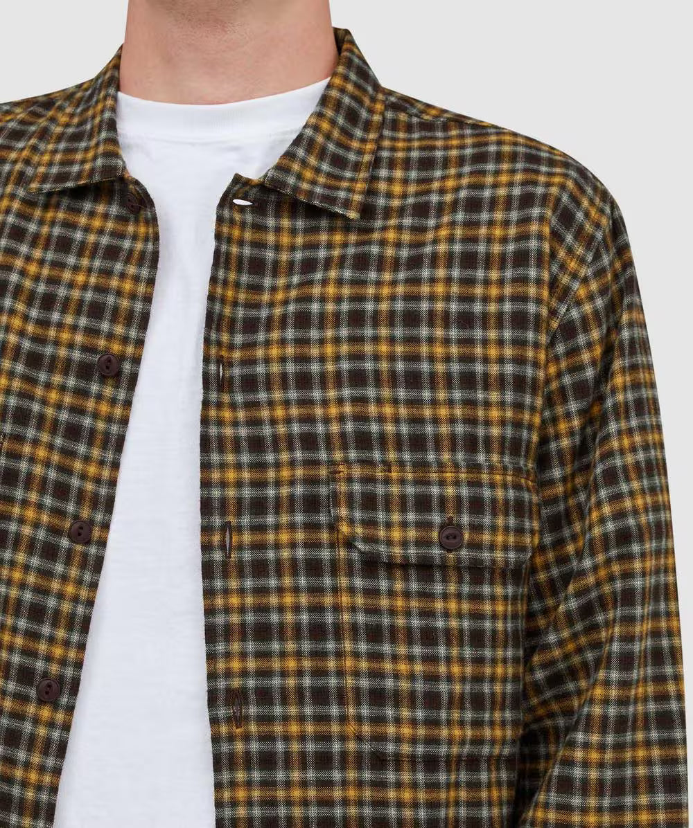 Universal Works Utility Shirt Bang Check Brown