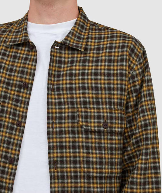 Universal Works Utility Shirt Bang Check Brown