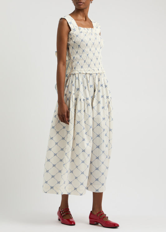 Damson Madder Violet Midi Dress - Bow Print