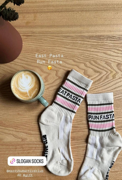 'Eat Pasta Run Fasta' Socks