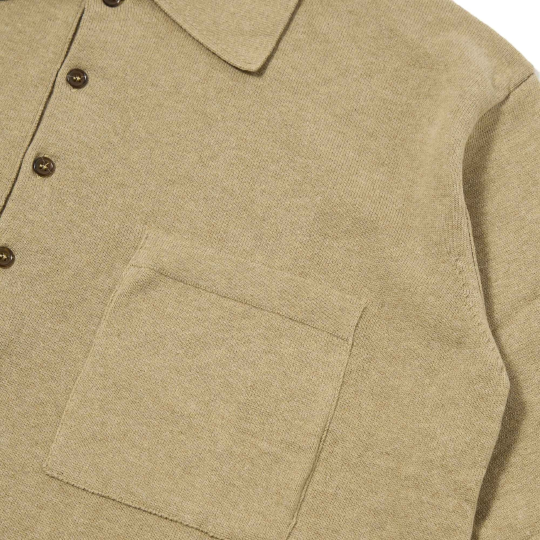 Universal Works Pullover Knit Shirt in Sand Cotton Knit