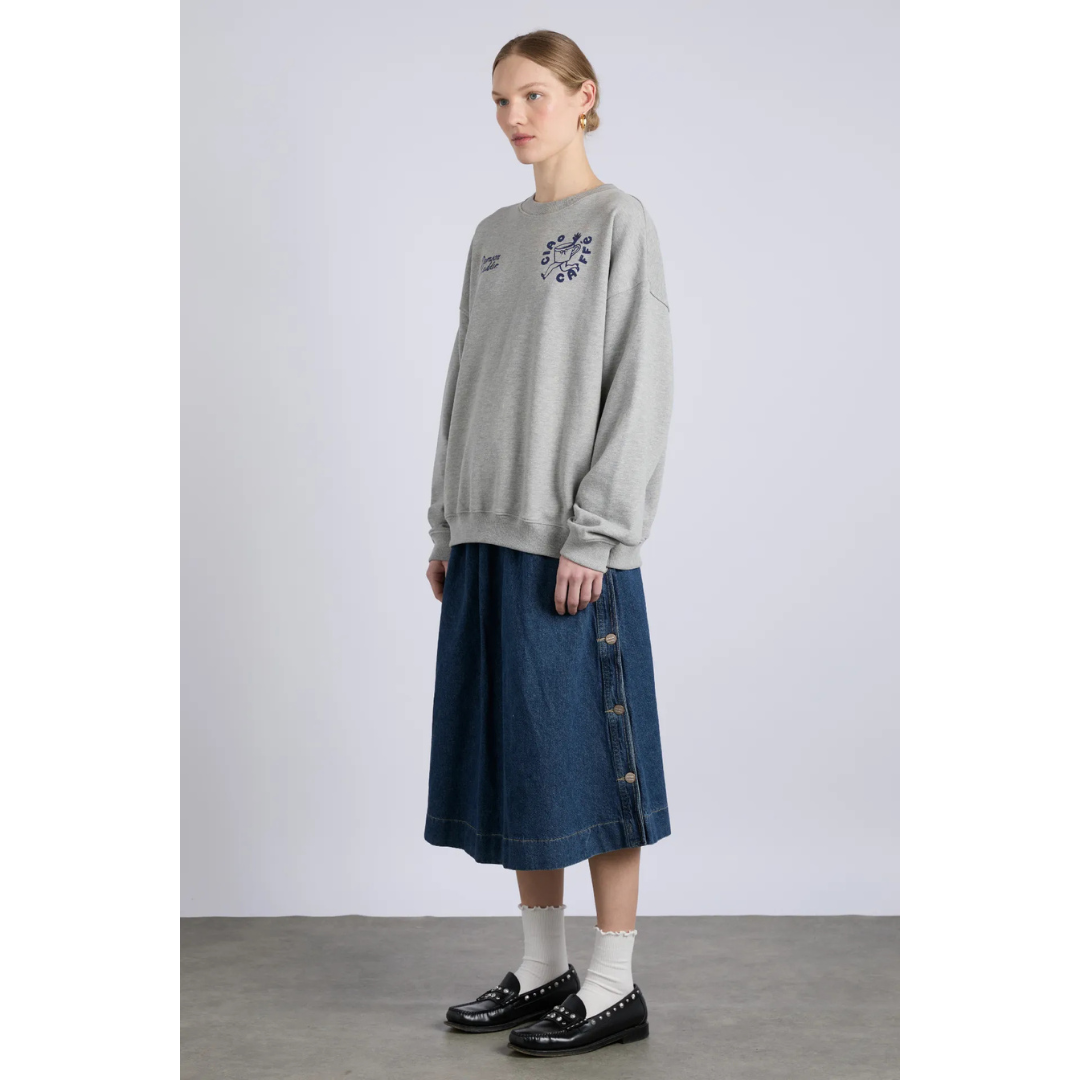 Damson Madder CIAO CAFE SWEARSHIRT in GREY MARL