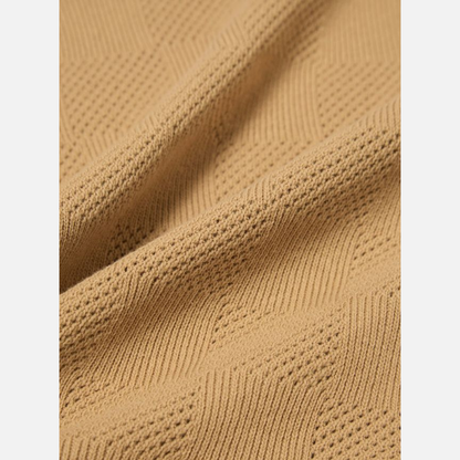 Universal Works Button Through Polo in Sand Fantasy Checkerboard