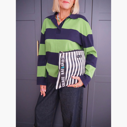Black/White Stripe Large Pouch