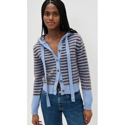 RUTHIE BONNET CARDI- BLUE/BROWN STRIPE