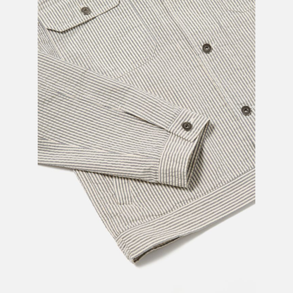 Universal Works Trucker Jacket in Grey Derby Stripe
