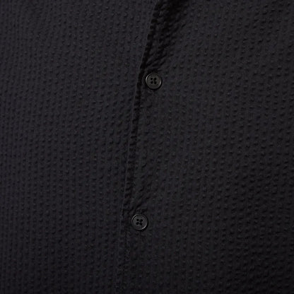 Wax London Keats SS Shirt Cotton Seersucker in Black