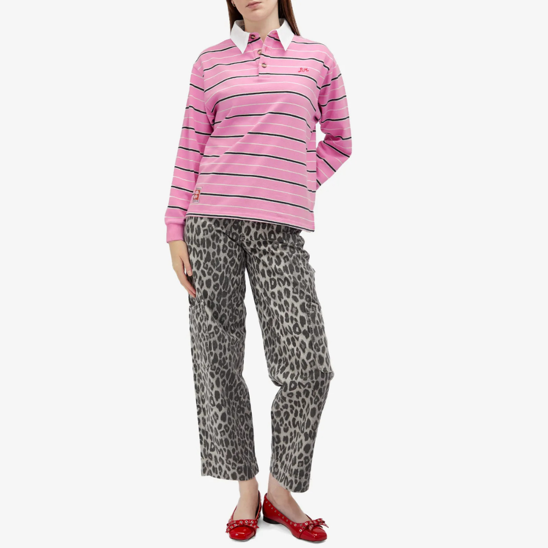 Damson Madder REMIE RUGBY SHIRT in PINK STRIPE