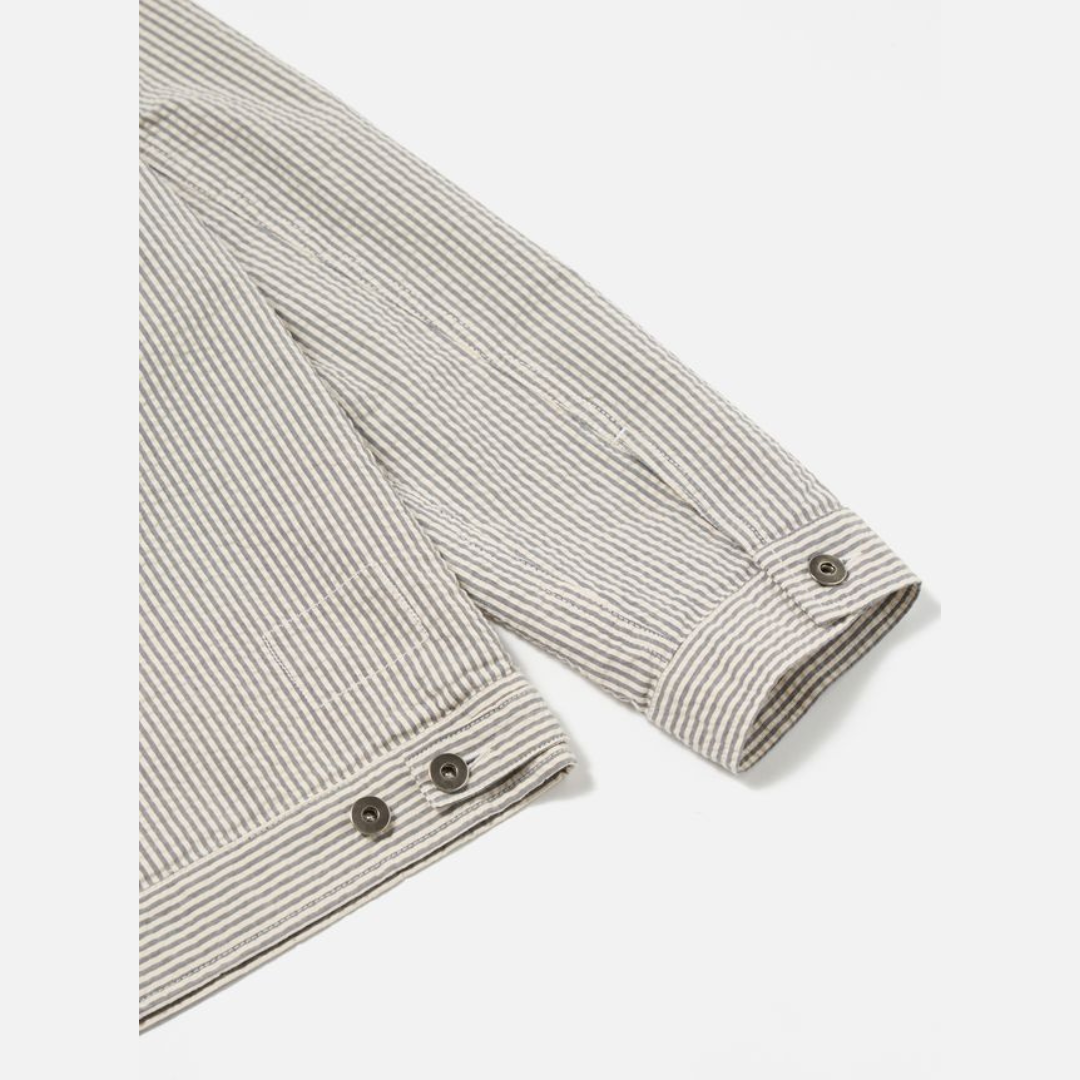 Universal Works Trucker Jacket in Grey Derby Stripe