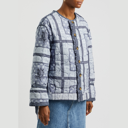 Damson Madder DALTON QUILTED JACKET in MIXED BLUE