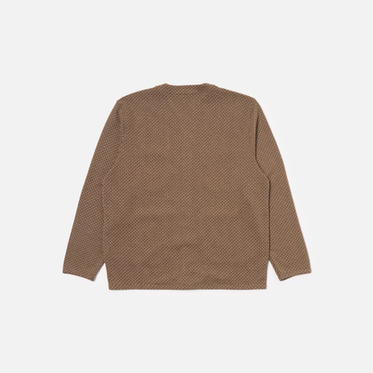 Universal Works Cardigan in Brown Argyll Jersey