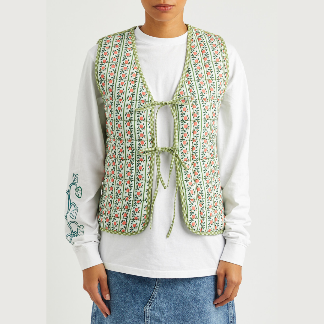 Damson Madder ARTE TIE GILET in GREEN GINGHAM