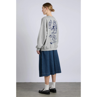 Damson Madder CIAO CAFE SWEARSHIRT in GREY MARL