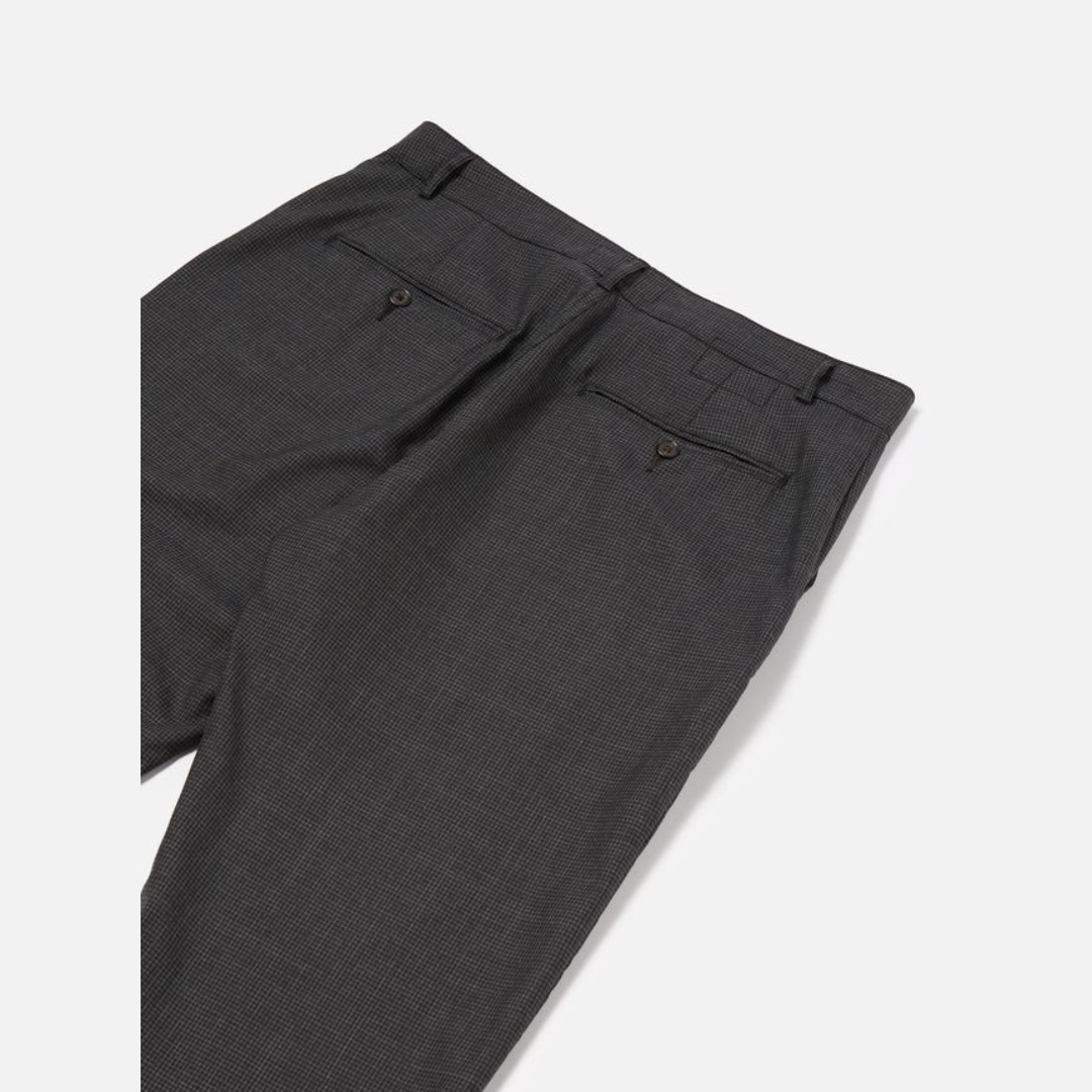Universal Works Military Chino in Black Mini Check