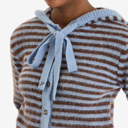 RUTHIE BONNET CARDI- BLUE/BROWN STRIPE
