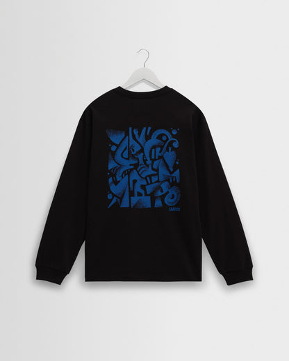 WAX 90's LONG SLEEVE DOODLE BLACK/BRIGHT BLUE
