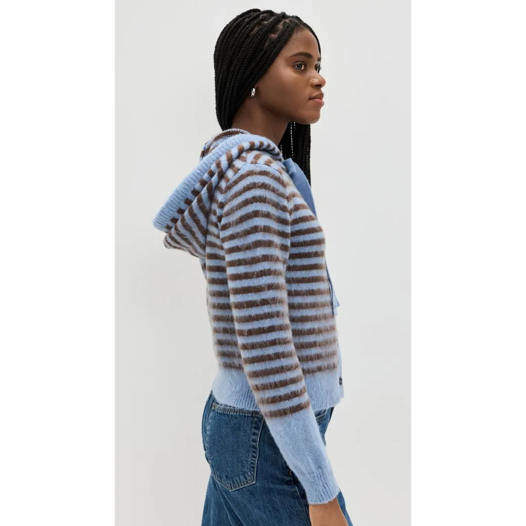 RUTHIE BONNET CARDI- BLUE/BROWN STRIPE