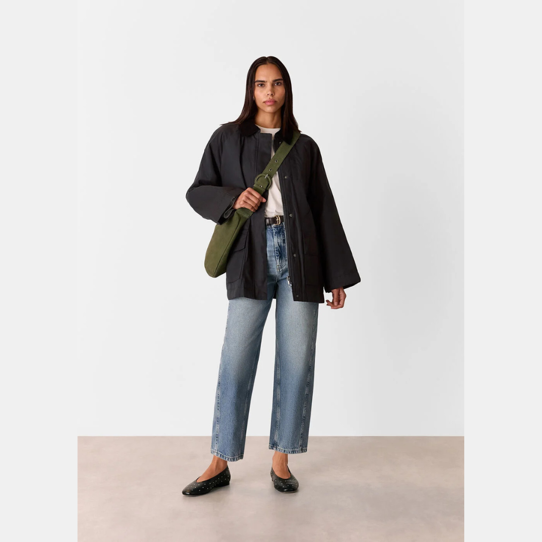 Fern Waxed Barn Jacket Black