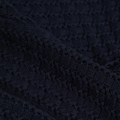 Wax London Goldie Zip Polo Mix Stitch Cotton Navy