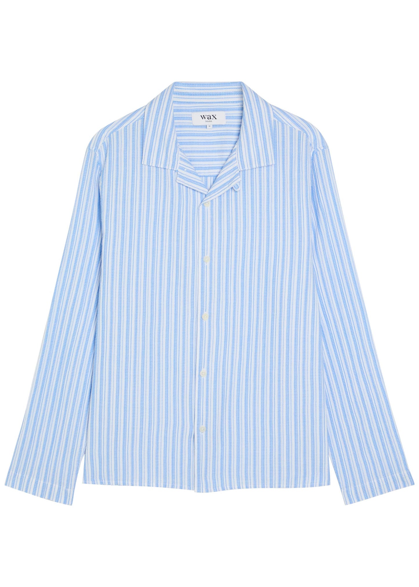Wax London Corey Long Sleeve Shirt in Twisted Stripe Sky Blue