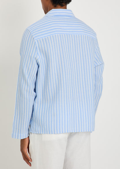 Wax London Corey Long Sleeve Shirt in Twisted Stripe Sky Blue