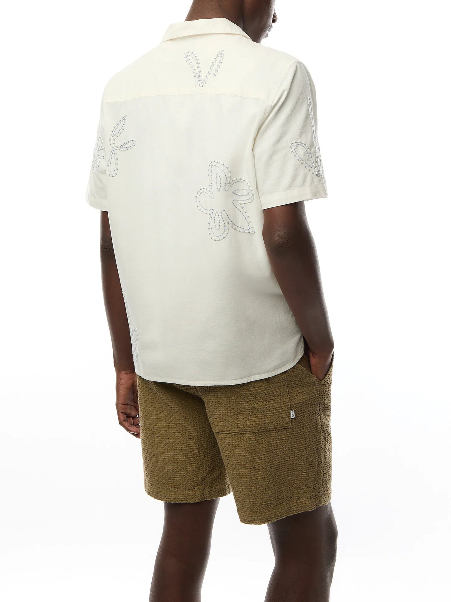 Didcot Ecru Floral Embroidered Shirt