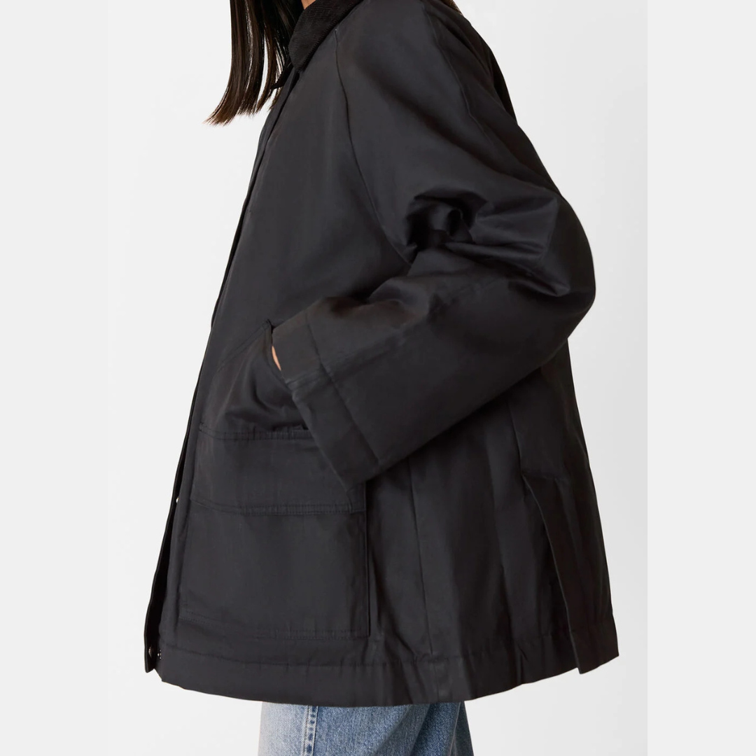 Fern Waxed Barn Jacket Black