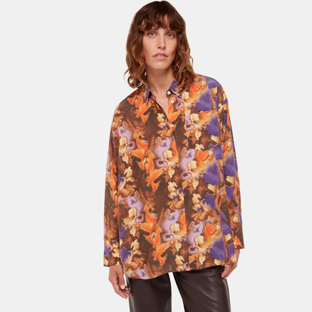 Sprayed Texture Silk Shirt