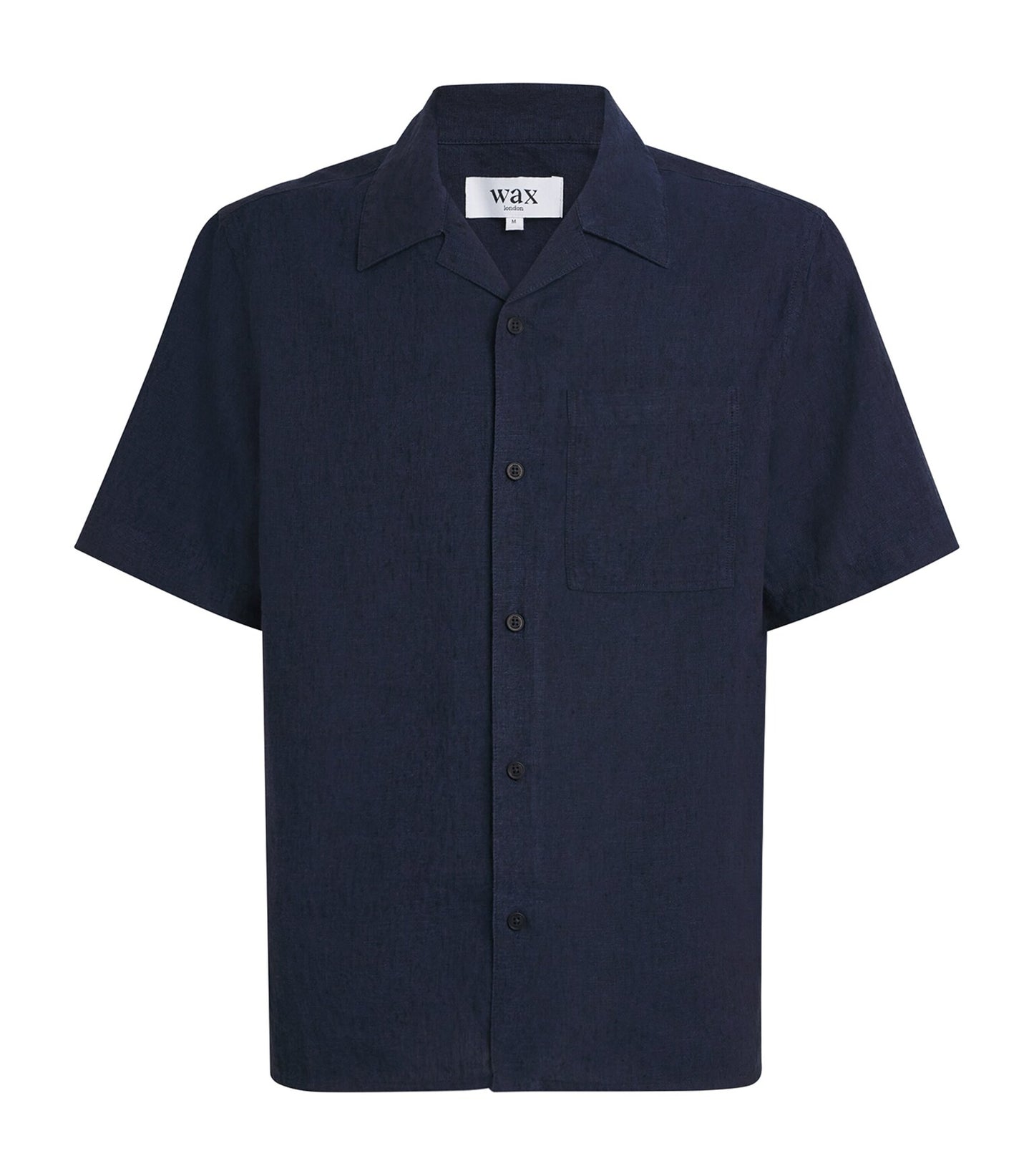 Wax London Didcot SS Shirt in Two Tone Linen Navy