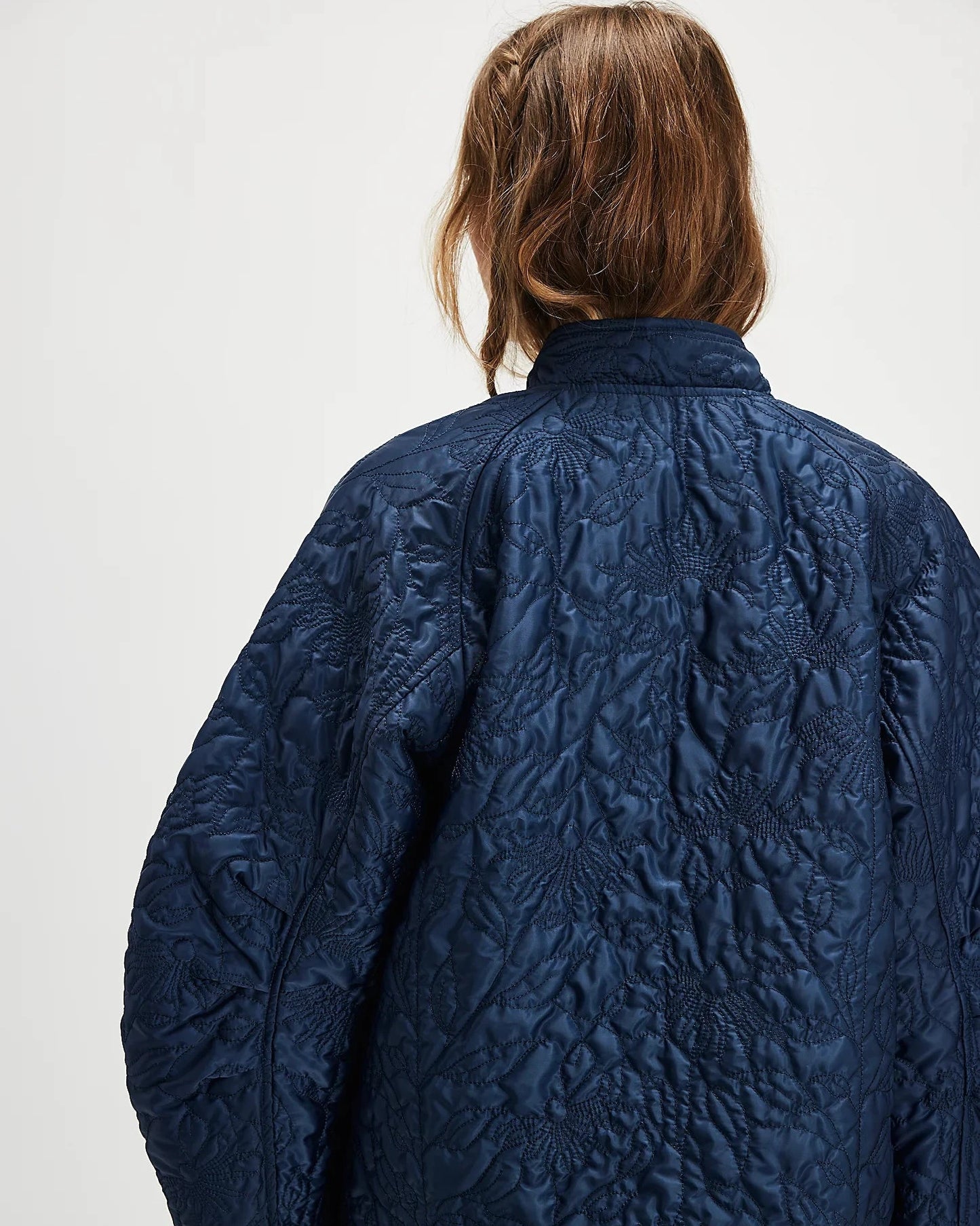 Susie Quilted Reversible Bomber - Blue/Brown