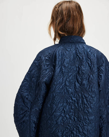 Susie Quilted Reversible Bomber - Blue/Brown