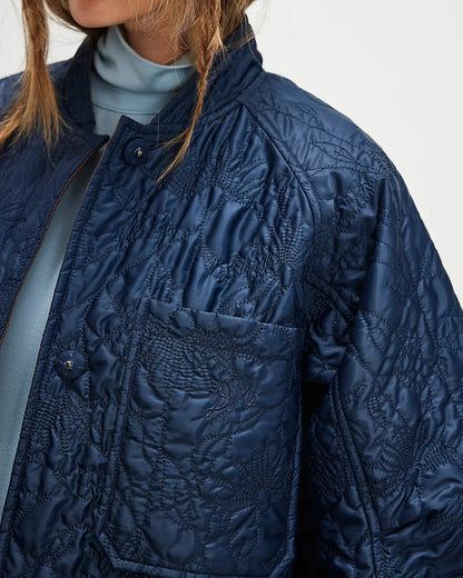 Susie Quilted Reversible Bomber - Blue/Brown