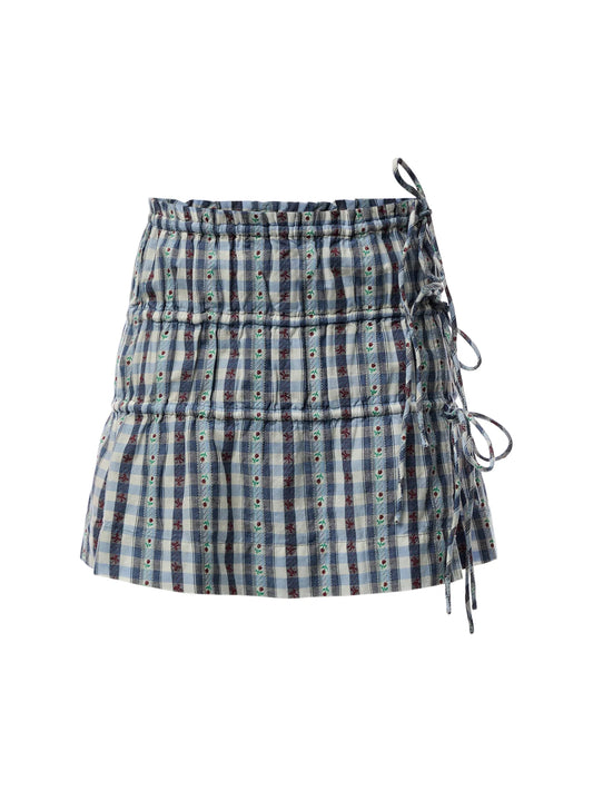 Damson Madder - ESTE MINI SKIRT in BLUE MARGOT GINGHAM