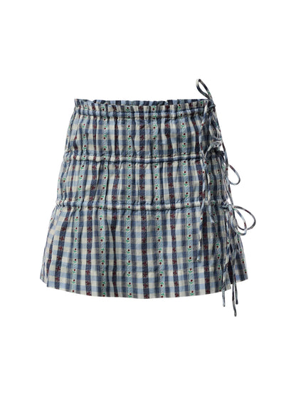 Damson Madder - ESTE MINI SKIRT in BLUE MARGOT GINGHAM
