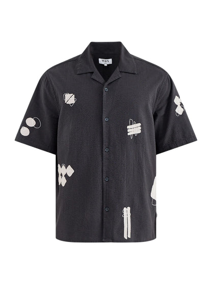 Didcot SS Shirt Applique Scribble in Black / Ecru