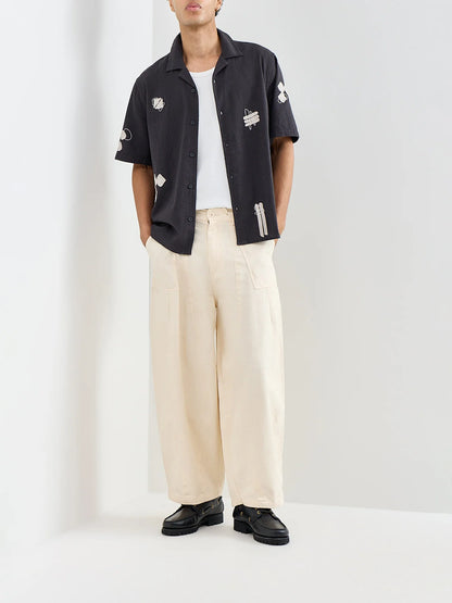 Didcot SS Shirt Applique Scribble in Black / Ecru